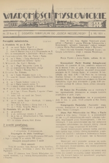 Wiadomości Mysłowickie : dodatek parafjalny do „Gościa Niedzielnego”. R.3, 1931, nr 27