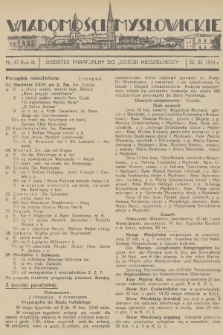 Wiadomości Mysłowickie : dodatek parafjalny do „Gościa Niedzielnego”. R.3, 1931, nr 47