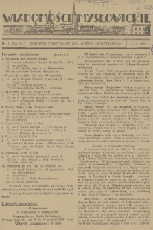 Wiadomości Mysłowickie : dodatek parafjalny do „Gościa Niedzielnego”. R.4, 1932, nr 1