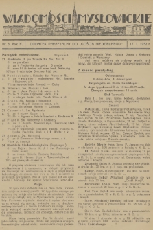 Wiadomości Mysłowickie : dodatek parafjalny do „Gościa Niedzielnego”. R.4, 1932, nr 3