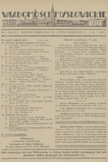 Wiadomości Mysłowickie : dodatek parafjalny do „Gościa Niedzielnego”. R.4, 1932, nr 4