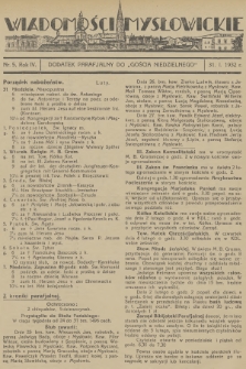 Wiadomości Mysłowickie : dodatek parafjalny do „Gościa Niedzielnego”. R.4, 1932, nr 5