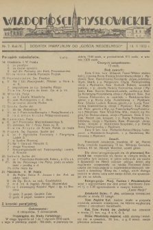 Wiadomości Mysłowickie : dodatek parafjalny do „Gościa Niedzielnego”. R.4, 1932, nr 7