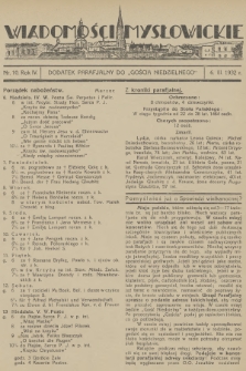 Wiadomości Mysłowickie : dodatek parafjalny do „Gościa Niedzielnego”. R.4, 1932, nr 10