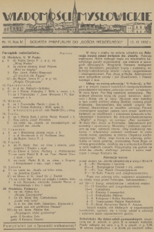 Wiadomości Mysłowickie : dodatek parafjalny do „Gościa Niedzielnego”. R.4, 1932, nr 11