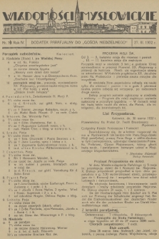Wiadomości Mysłowickie : dodatek parafjalny do „Gościa Niedzielnego”. R.4, 1932, nr 14