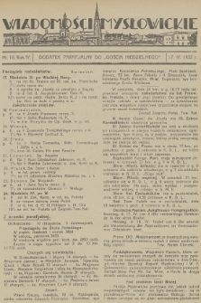 Wiadomości Mysłowickie : dodatek parafjalny do „Gościa Niedzielnego”. R.4, 1932, nr 16