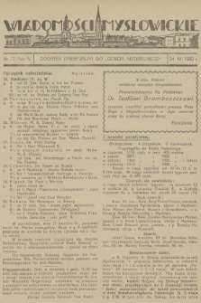 Wiadomości Mysłowickie : dodatek parafjalny do „Gościa Niedzielnego”. R.4, 1932, nr 17