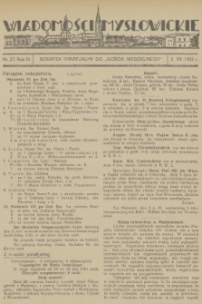 Wiadomości Mysłowickie : dodatek parafjalny do „Gościa Niedzielnego”. R.4, 1932, nr 27