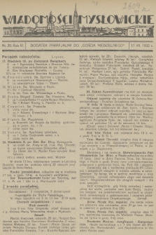 Wiadomości Mysłowickie : dodatek parafjalny do „Gościa Niedzielnego”. R.4, 1932, nr 29