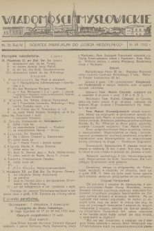 Wiadomości Mysłowickie : dodatek parafjalny do „Gościa Niedzielnego”. R.4, 1932, nr 31
