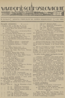 Wiadomości Mysłowickie : dodatek parafjalny do „Gościa Niedzielnego”. R.4, 1932, nr 36