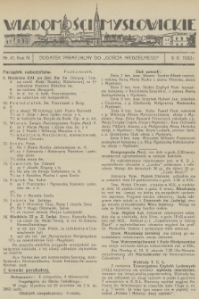 Wiadomości Mysłowickie : dodatek parafjalny do „Gościa Niedzielnego”. R.4, 1932, nr 41