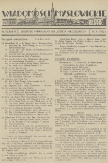 Wiadomości Mysłowickie : dodatek parafjalny do „Gościa Niedzielnego”. R.4, 1932, nr 42