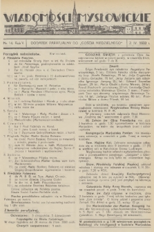 Wiadomości Mysłowickie : dodatek parafjalny do „Gościa Niedzielnego”. R.5, 1933, nr 14