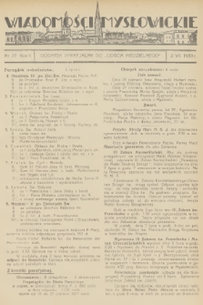 Wiadomości Mysłowickie : dodatek parafjalny do „Gościa Niedzielnego”. R.5, 1933, nr 27