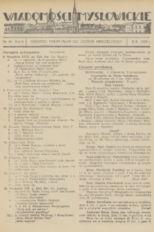 Wiadomości Mysłowickie : dodatek parafjalny do „Gościa Niedzielnego”. R.5, 1933, nr 41