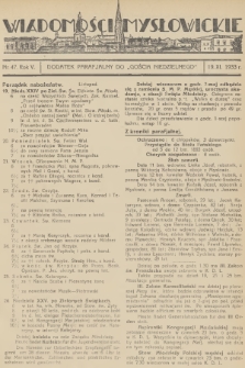 Wiadomości Mysłowickie : dodatek parafjalny do „Gościa Niedzielnego”. R.5, 1933, nr 47