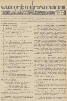 Wiadomości Mysłowickie : dodatek parafjalny do „Gościa Niedzielnego”. R.5, 1933, nr 50