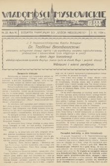 Wiadomości Mysłowickie : dodatek parafjalny do „Gościa Niedzielnego”. R.6, 1934, nr 22