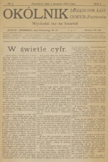 Okólnik Zarządu Pow. Kasy Chorych w Piotrkowie. R.1, 1927, no. 2