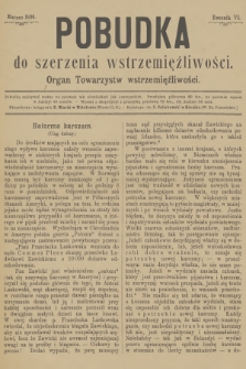 Pobudka do Szerzenia Wstrzemięźliwości : organ Towarzystw Wstrzemięźliwości. R.6, 1896 (Marzec)