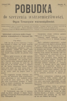 Pobudka do Szerzenia Wstrzemięźliwości : organ Towarzystw Wstrzemięźliwości. R.6, 1896 (Listopad)