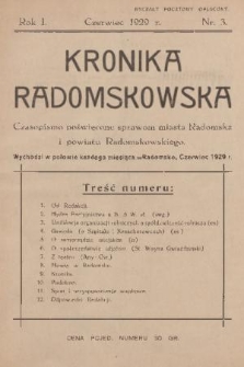 Kronika Radomskowska : czasopismo poświęcone sprawom miasta Radomska i powiatu radomskowskiego. R.1, 1929, № 3