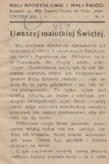 Mali Apostołowie i Mali Święci dodatek do „Róż Świętej Teresy od Dziec. Jezus”. 1929, nr 1