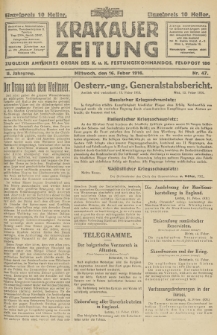 Krakauer Zeitung : zugleich amtliches Organ des K. u. K. Festungskommandos. 1916, nr 47