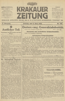 Krakauer Zeitung : zugleich amtliches Organ des K. U. K. Festungs-Kommandos. 1916, nr 100