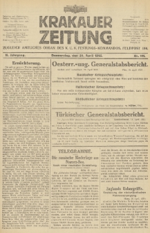 Krakauer Zeitung : zugleich amtliches Organ des K. U. K. Festungs-Kommandos. 1916, nr 111