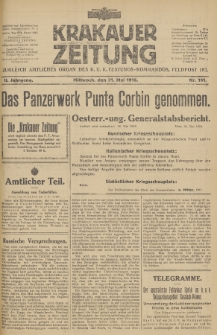 Krakauer Zeitung : zugleich amtliches Organ des K. U. K. Festungs-Kommandos. 1916, nr 151