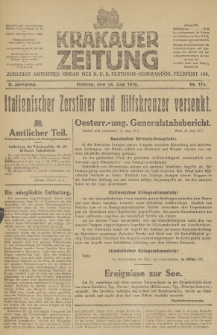 Krakauer Zeitung : zugleich amtliches Organ des K. U. K. Festungs-Kommandos. 1916, nr 176