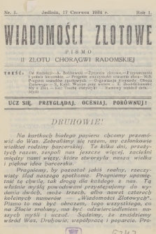 Wiadomośc Zlotowe : pismo II Zlotu Chorągwi Radomskieji. R.1, 1934, nr 1