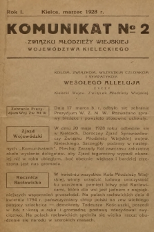 Komunikat № 2 Związku Młodzieży Wiejskiej Województwa Kieleckiego. R.1, 1928, № 2