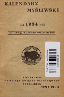 Kalendarz Myśliwski na 1934 Rok