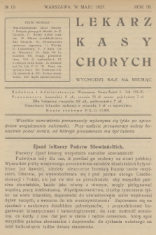 Lekarz Kasy Chorych. R.3, 1927, № 19 + wkładka