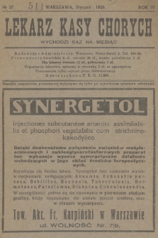Lekarz Kasy Chorych. R.4, 1928, № 27 + wkładka