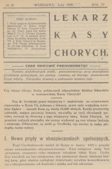 Lekarz Kasy Chorych. R.4, 1928, № 28 + wkładka