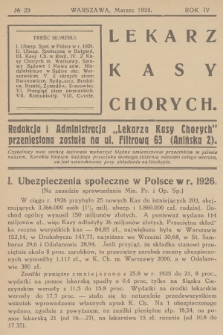 Lekarz Kasy Chorych. R.4, 1928, № 29 + wkładka