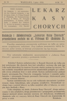 Lekarz Kasy Chorych. R.4, 1928, № 33
