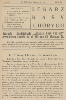 Lekarz Kasy Chorych. R.4, 1928, № 35