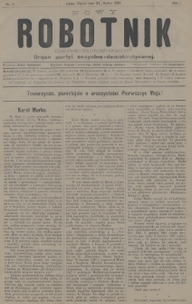 Nowy Robotnik : czasopismo polityczno-społeczne : organ partyi socyalno-demokratycznej. 1893, nr 3
