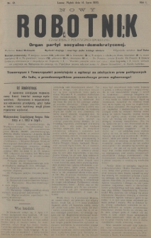 Nowy Robotnik : czasopismo polityczno-społeczne : organ partyi socyalno-demokratycznej. 1893, nr 10