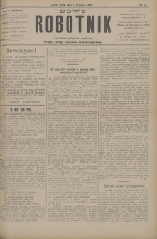Nowy Robotnik : czasopismo polityczno-społeczne : organ partyi socyalno-demokratycznej. 1896, nr 1