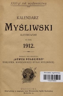 Kalendarz Myśliwski Ilustrowany na Rok 1912. R.22