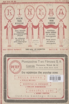 Kinema : niezależne polskie miesięczne czasopismo kinematograficzne. R.5, 1924, №  36 + wkładka