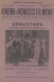 Kinema i Nowości Filmowe : niezależne dwutygodniowe czasopismo kinematograficzne. R.7, 1926, № 62/23 + wkładka
