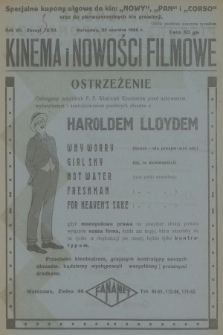 Kinema i Nowości Filmowe : niezależne dwutygodniowe czasopismo kinematograficzne. R.7, 1926, № 72/33